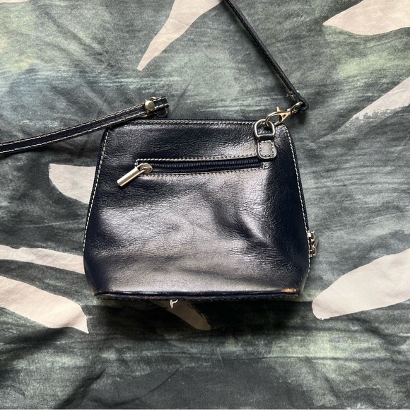 VERA PELLE Navy Blue Small Medium Leather CrossBody Bag Purse Silver Hardware - Picture 10 of 15
